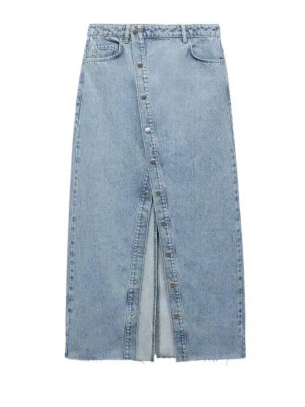 MANGO Denim Maxi Skirt Size Large Edgy Boho Timeless Minimalist Capsule Sleek - Picture 3 of 15